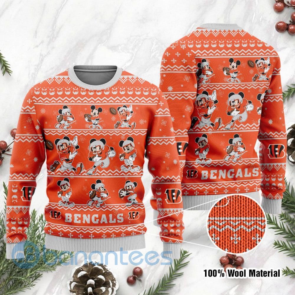 Cincinnati Bengals Mickey Mouse Ugly Christmas 3D Sweater