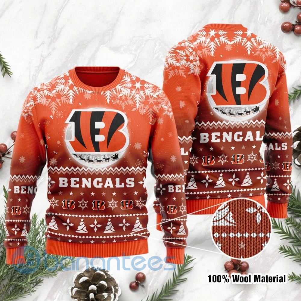 Cincinnati Bengals Santa Claus In The Moon Ugly Christmas 3D Sweater