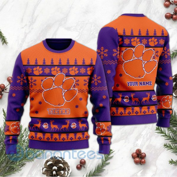 Clemson Tigers Custom Name Personalized Ugly Christmas 3D Sweater Product Photo