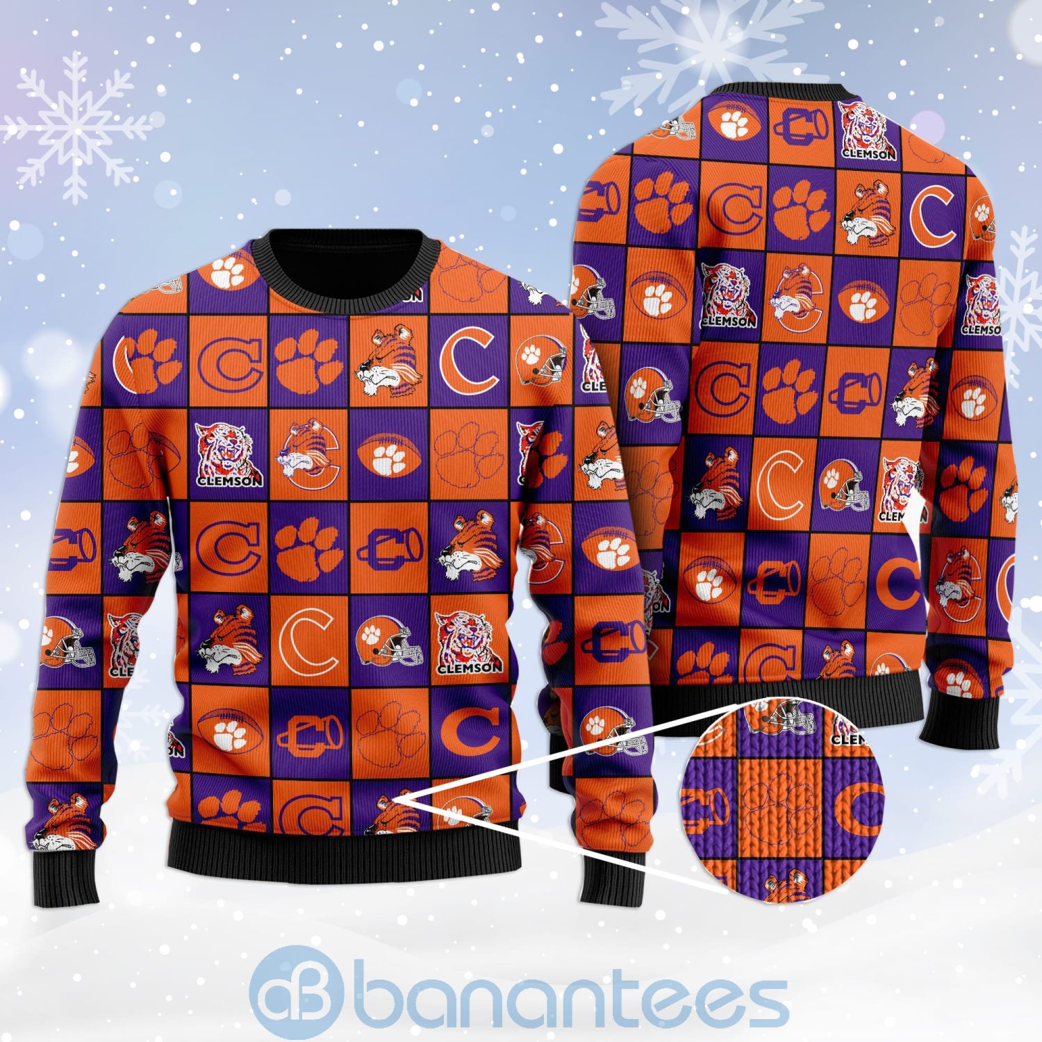 Clemson Tigers Football Team Logo Ugly Christmas 3D Sweater