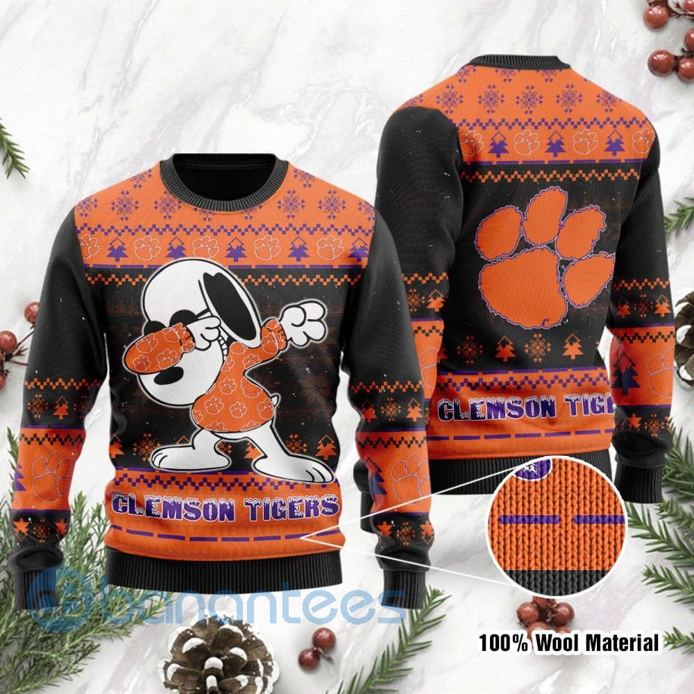 Clemson Tigers Snoopy Dabbing Ugly Christmas 3D Sweater
