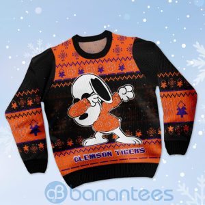 Clemson Tigers Snoopy Dabbing Ugly Christmas 3D Sweater Product Photo
