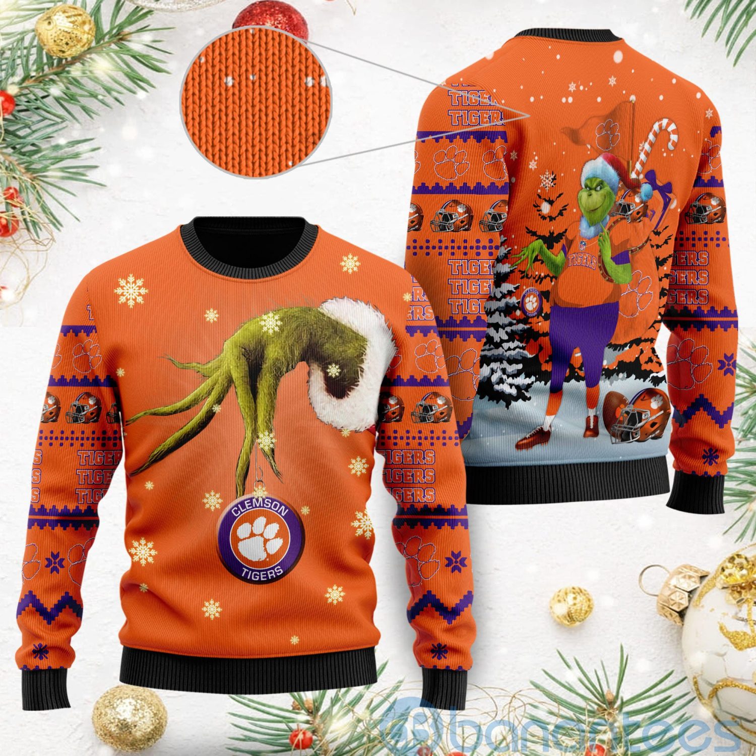 Clemson Tigers Team Grinch Ugly Christmas 3D Sweater