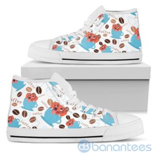 Coffee And Dog Lover Dachshund Fabric Pattern High Top Shoes Product Photo