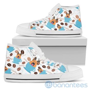 Coffee And Dog Lover German Shepherd Fabric Pattern High Top Shoes Product Photo