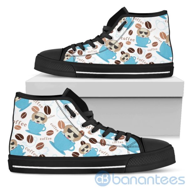 Coffee And Dog Lover Labrador Fabric Pattern High Top Shoes Product Photo