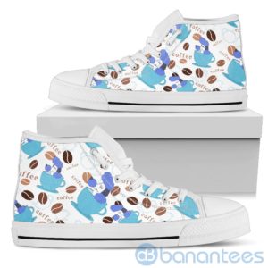 Coffee And Dog Lover Poodle Fabric Pattern High Top Shoes Product Photo