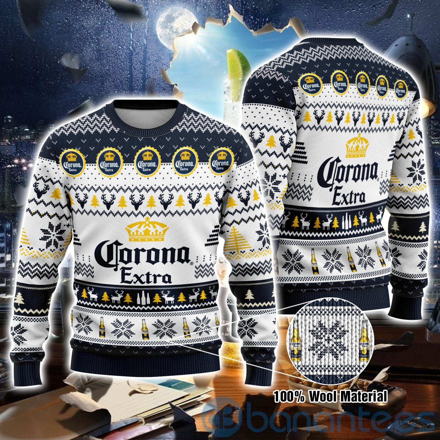 Corona Extra Beer Ugly Christmas All Over Printed 3D Shirt