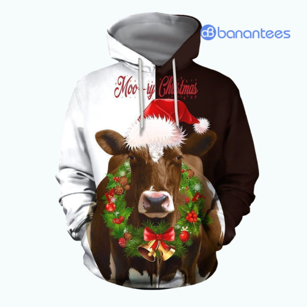 Cow Moo Ry Christmas All Over Printed 3D Shirts - 3D Hoodie - White