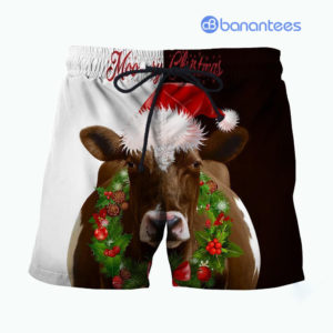 Cow Moo Ry Christmas All Over Printed 3D Shirts - Short Pant - White