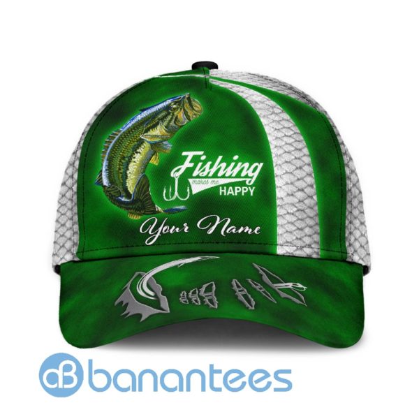 Custom Name Bass Fishing Hat Hook Full Printed 3D Cap Product Photo