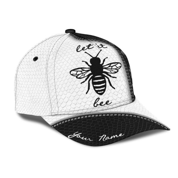 Custom Name Bee Keeper Black And White All Over Printed 3D Cap Product Photo