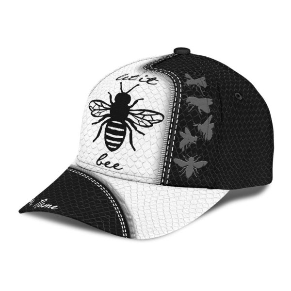 Custom Name Bee Keeper Black And White All Over Printed 3D Cap Product Photo