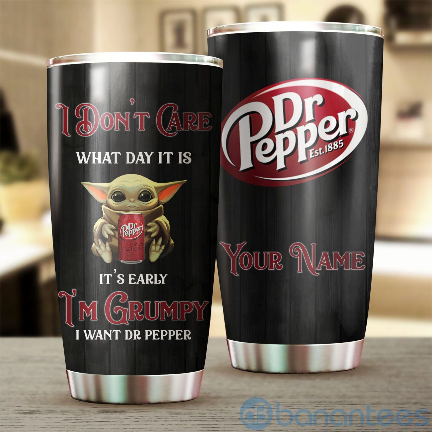 Custom Name Dr Pepper I'm Grumpy Baby Yoda Tumbler