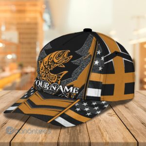Custom Name Fishing Hat Yellow All Over Printed 3D Cap Product Photo
