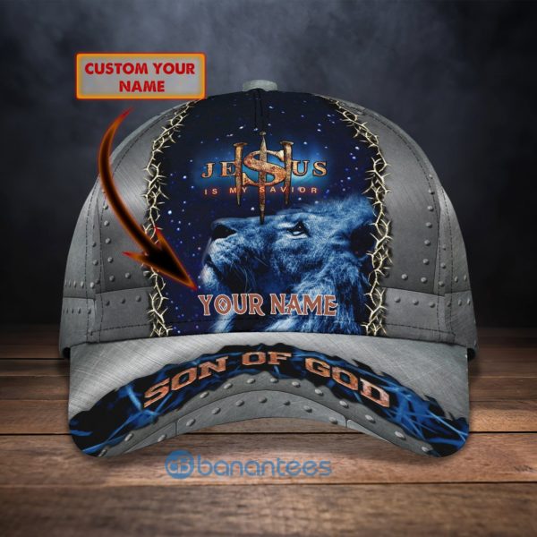 Custom Name Jesus Blue Lion All Over Printed 3D Cap Product Photo