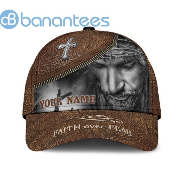 Custom Name Jesus Faith Over Fear All Over Printed 3D Cap Product Photo