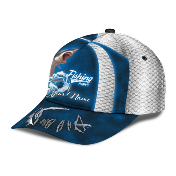 Custom Name Shark Fishing Hat Hookesign Print Cap Product Photo