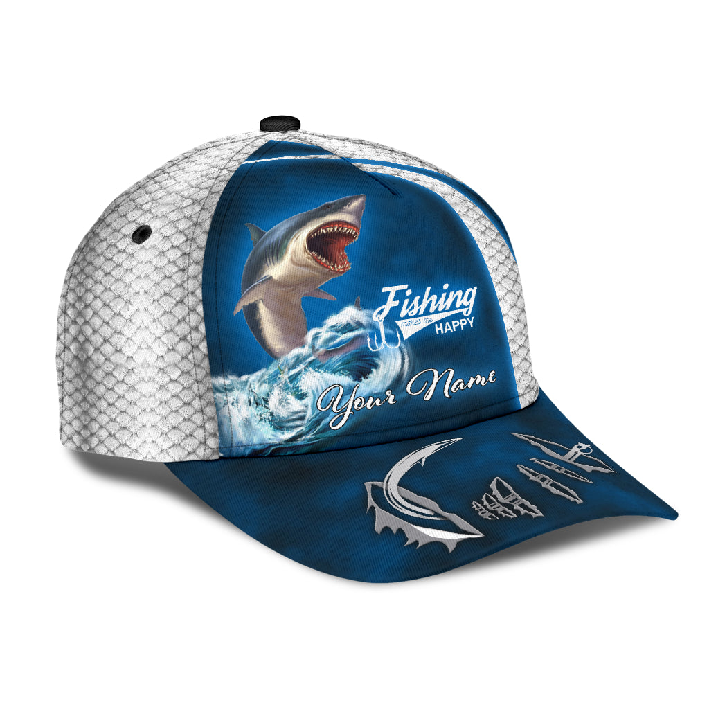 Custom Name Shark Fishing Hat Hookesign Print Cap Product photo 2