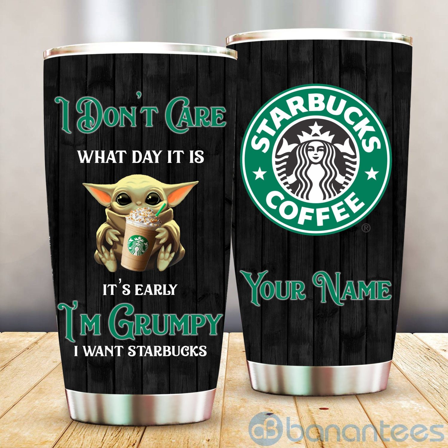 Custom Name Starbucks I'm Grumpy Baby Yoda Tumbler