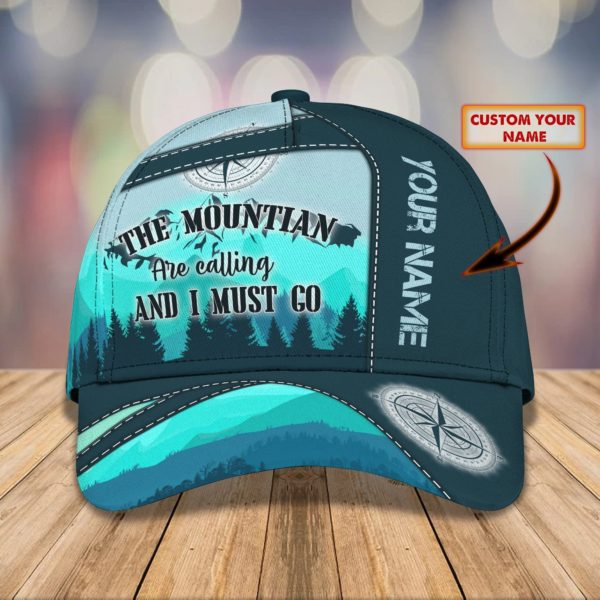 Custom Name The Mountain Are Calling And I Must Go Hiking All Over Print Cap Product Photo