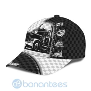 Custom Name Trucker Checkered Background All Over Printed 3D Cap Product Photo