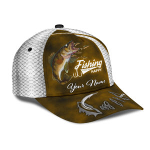 Custom Name Walleye Fishing Hat Hook Painting Print Cap Product Photo