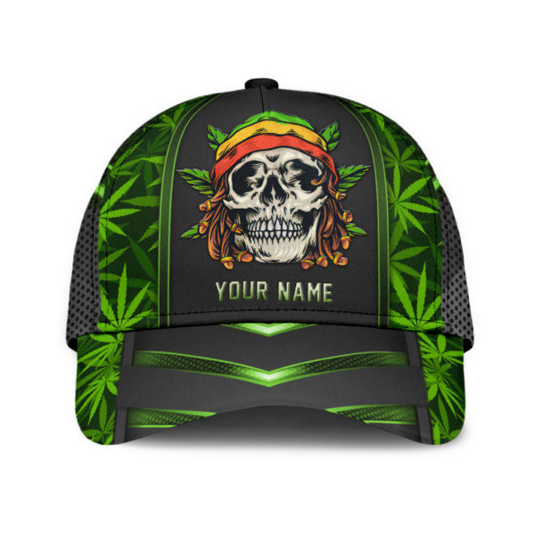 Custom Name Weed Skull All Over Printed 3D Cap Product Photo