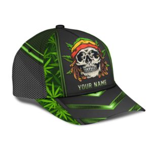Custom Name Weed Skull All Over Printed 3D Cap Product Photo