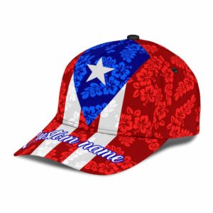 Customize Name Puerto Rico Habicus Flower Pattern All Over Printed 3D Cap Product Photo
