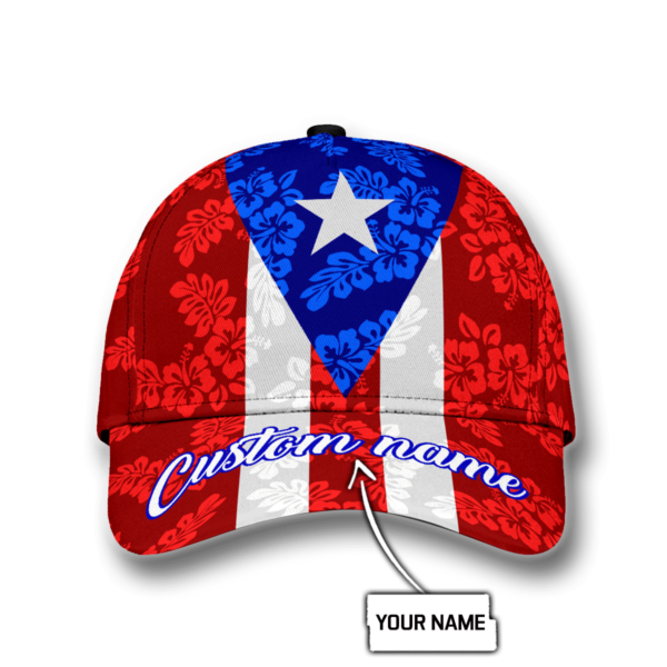 Customize Name Puerto Rico Habicus Flower Pattern All Over Printed 3D Cap Product Photo