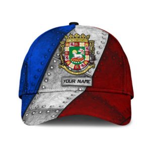 Customize Name Puerto Rico Red And Blue All Over Printed 3D Cap Product Photo