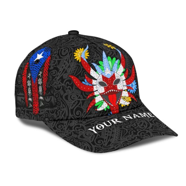 Customize Name Puerto Rico Symbol Black All Over Printed 3D Cap Product Photo