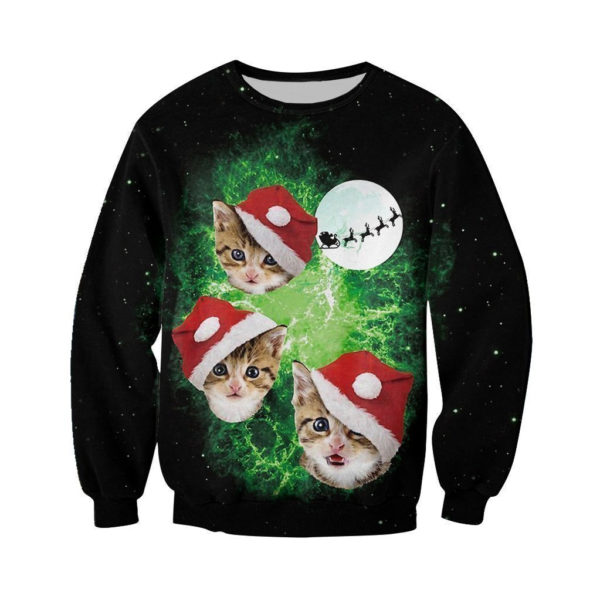 Cute Cats Merry Christmas All Over Printed 3D Shirt - 3D Sweatshirt - Black