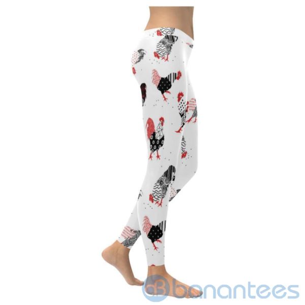 Cute Rooster White Leggings For Women Product Photo