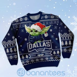 Dallas Cowboys Cute Baby Yoda Grogu Ugly Christmas 3D Sweater Product Photo