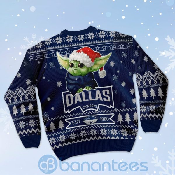 Dallas Cowboys Cute Baby Yoda Grogu Ugly Christmas 3D Sweater Product Photo