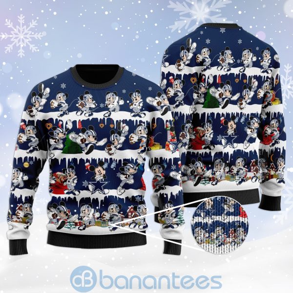 Dallas Cowboys Mickey American Football Ugly Christmas 3D Sweater Product Photo