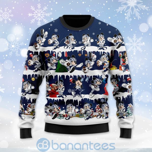 Dallas Cowboys Mickey American Football Ugly Christmas 3D Sweater Product Photo
