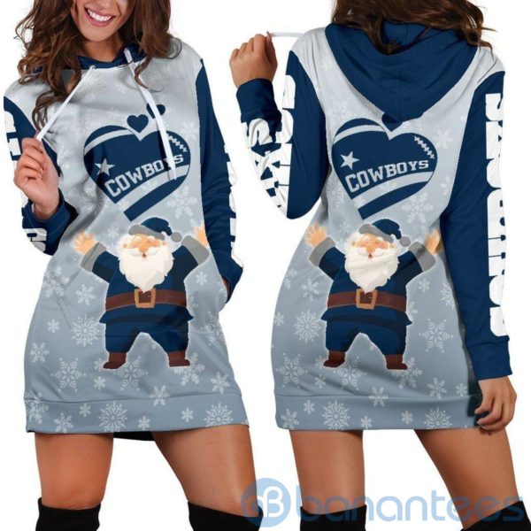 Dallas Cowboys Santa Claus Christmas Hoodie Dress For Women Product Photo