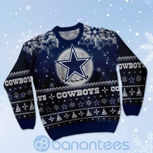 Dallas Cowboys Santa Claus In The Moon Ugly Christmas 3D Sweater Product Photo