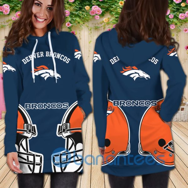Denver Broncos All Over Printed 3D Hoodie Dress For Women Product Photo