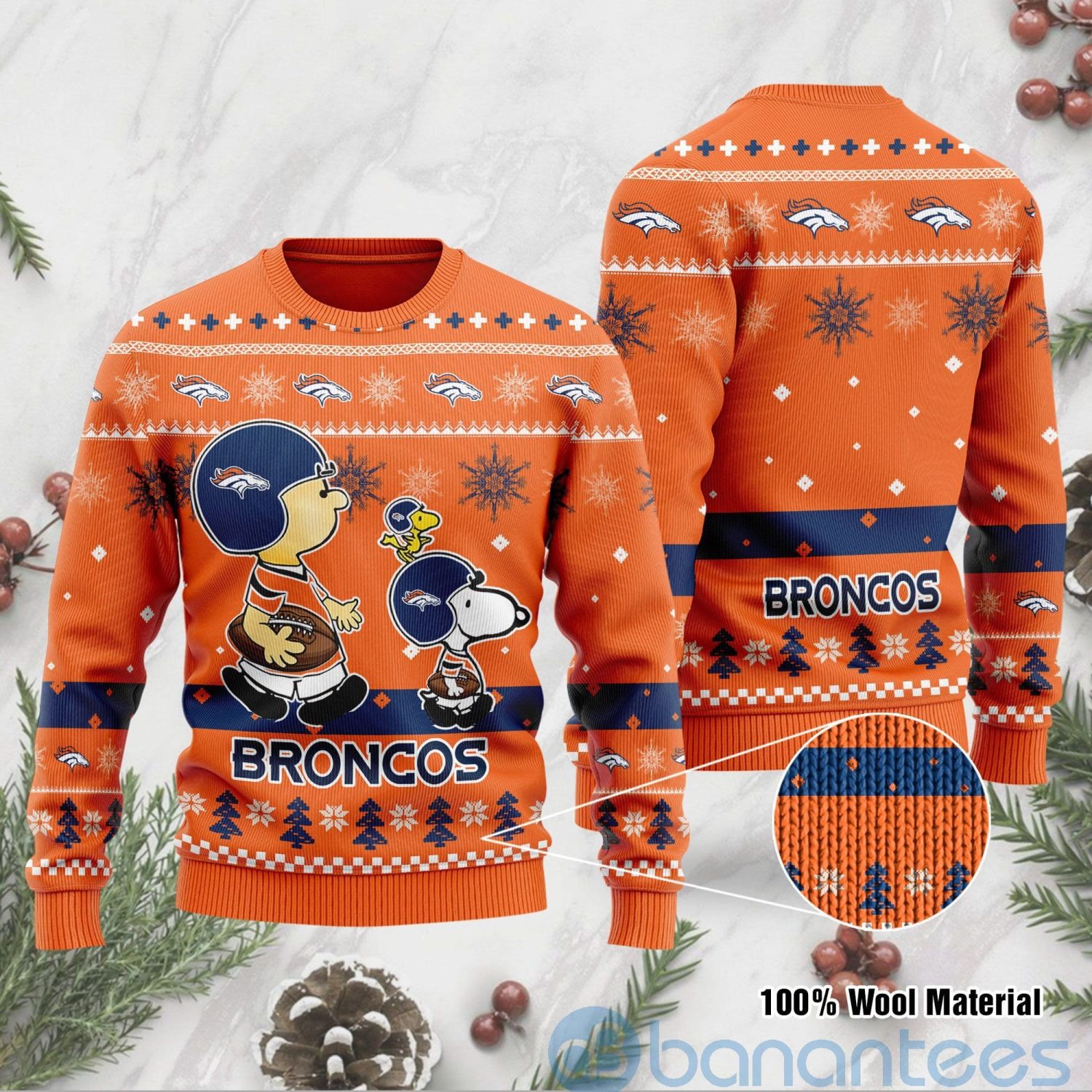 Denver Broncos Funny Charlie Brown Peanuts Snoopy Ugly Christmas 3D Sweater