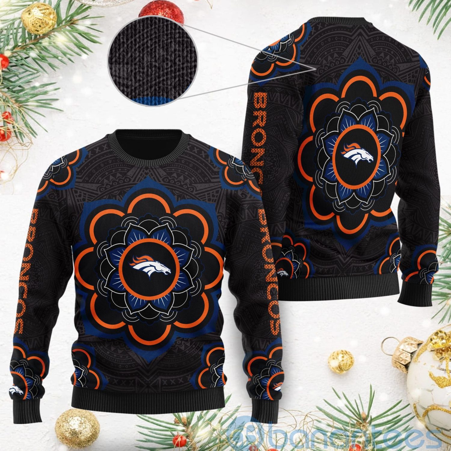 Denver Broncos Mandala Logo Ugly Christmas 3D Sweater