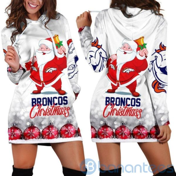 Denver Broncos Santa Christmas Hoodie Dress For Women Product Photo