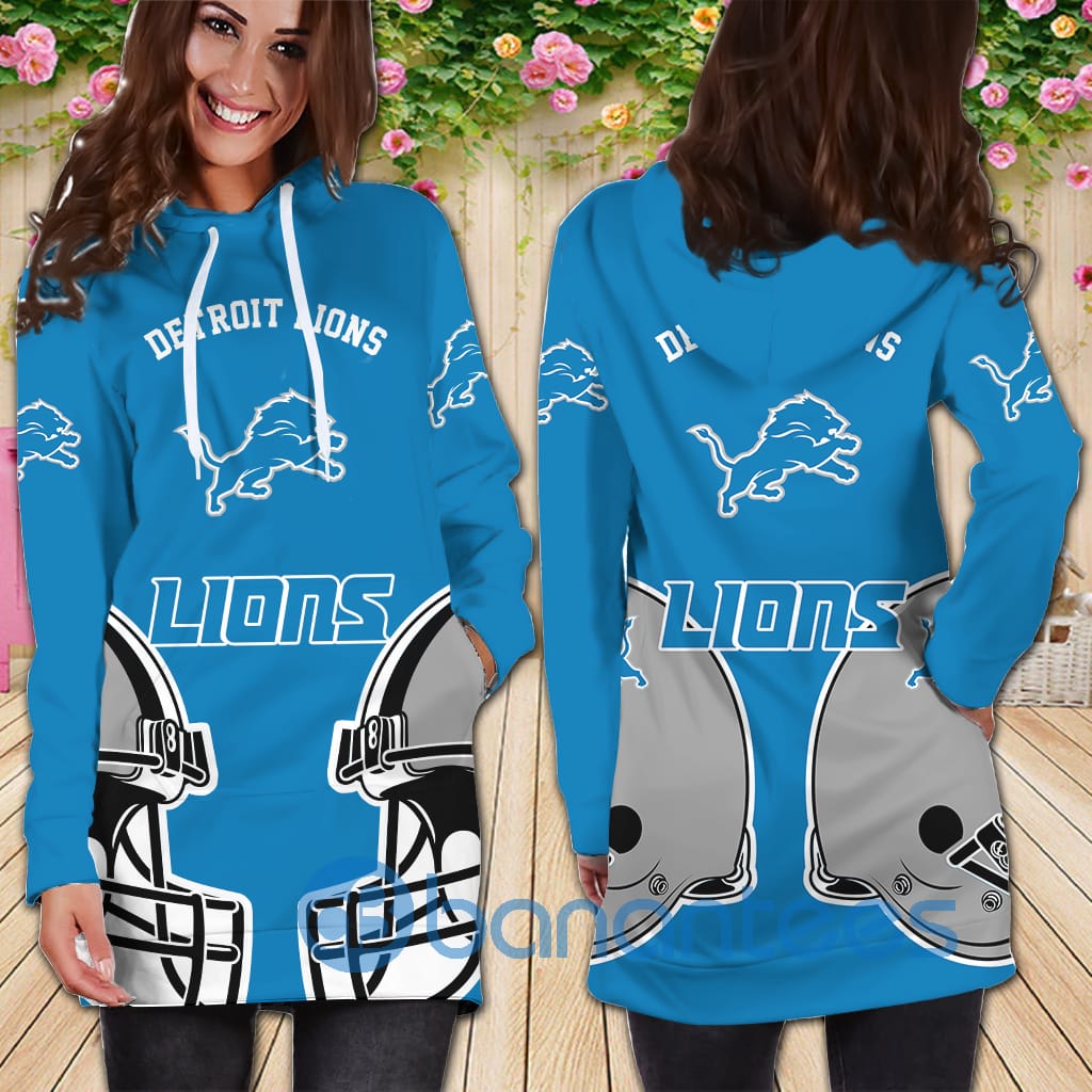 Detroit Lions All Over Printed 3D Hoodie Dress For Women
