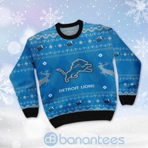 Detroit Lions American Football Black Ugly Christmas 3D Sweater Product Photo