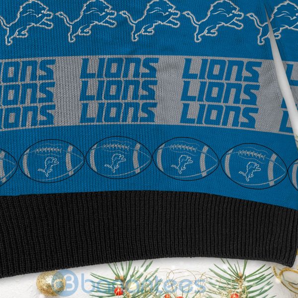 Detroit Lions American Football Team Logo Helmet Symbols Ugly Christmas 3D Sweater Product Photo