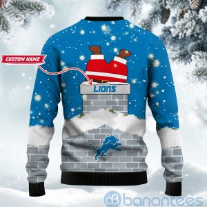 Detroit Lions Football Team Logo Symbol Santa Claus Custom Name Christmas 3D Sweater Product Photo