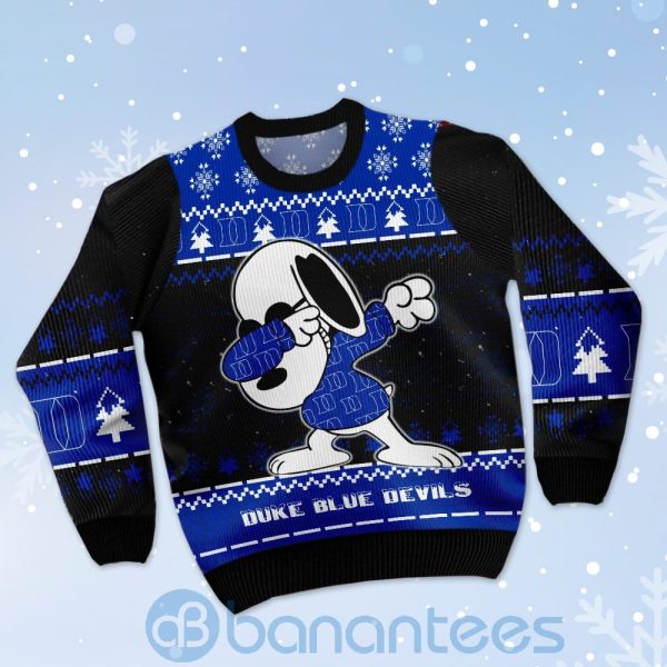Duke Blue Devils Snoopy Dabbing Ugly Christmas 3D Sweater Product Photo